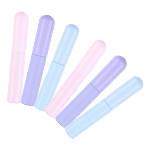 PRETYZOOM 6 piezas Pinceles Labiales de Silicona con Tapa Aplicadores de Bálsamo y Exfoliantes para Labios Brochas de Maquillaje Portátiles Colores Rosa Morado y Azul Precisión y Difuminado
