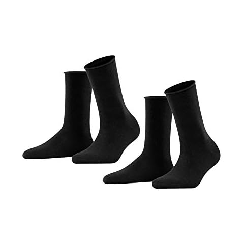 FALKE Women's Happy 2-Pack Socks, Cotton, Black (Black 3000), 5.5-8 (Pack Of 2) Cover