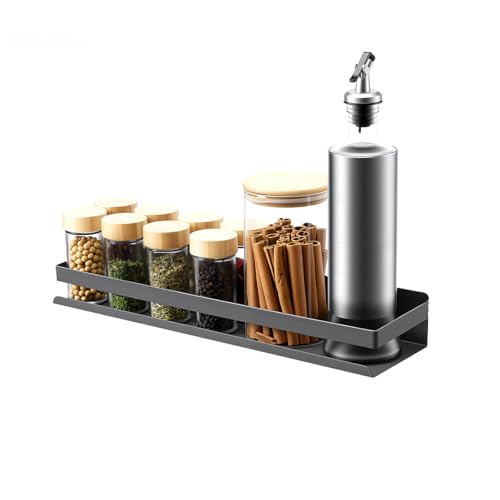 Heemli Porta Temperos Prateleiras Organizador Porta Tempero Condimentos Adequado para Cozinhas e Banheiros Colável Condimentos (Aço Carbono)