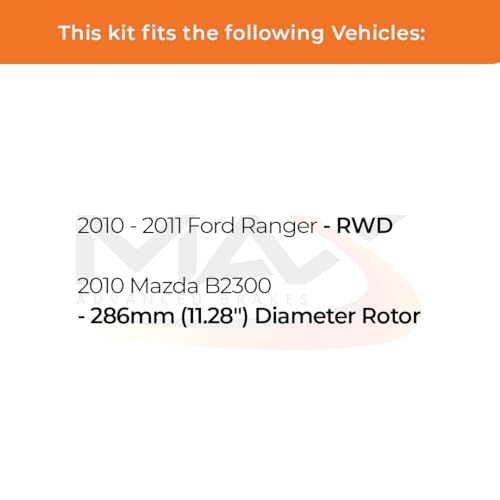 Image of Max Advanced Brakes Front & Rear Brake Kit Compatible With 2010 2011 Ford Ranger RWD 2010 Compatible With Mazda B2300 Replacement Premium OE Disc Brake Rotors and Ceramic Brake Pads