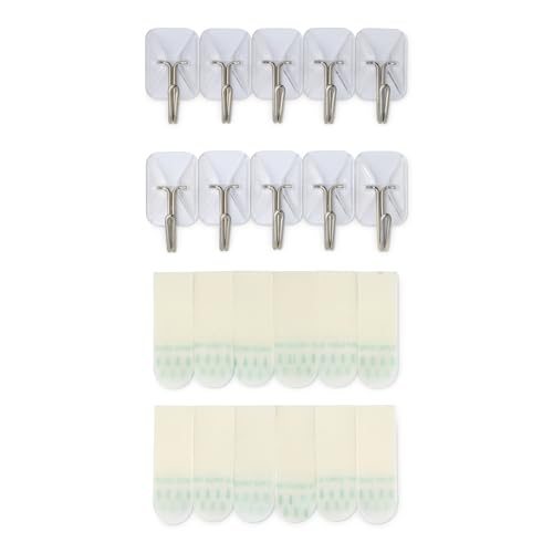 Amazon Basics Ganci adesivi da parete, piccoli, Trasparente