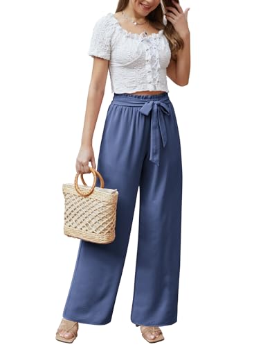 Feiersi Women Casual Wide Leg Pants High Waisted Business Work Casual Pants Loose Flowy Beach Palazzo Pants4