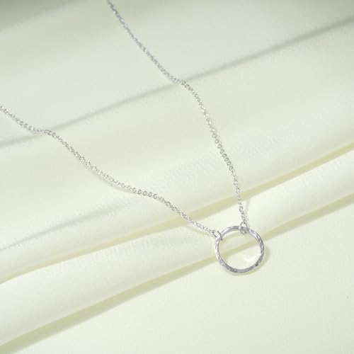 Image of Fettero Pendant Necklace Gold Choker Layered Coin Open Karma Circle Full New Crescent Moon 14K Gold Plated Simple Dainty Necklaces for Women Jewelry Gift