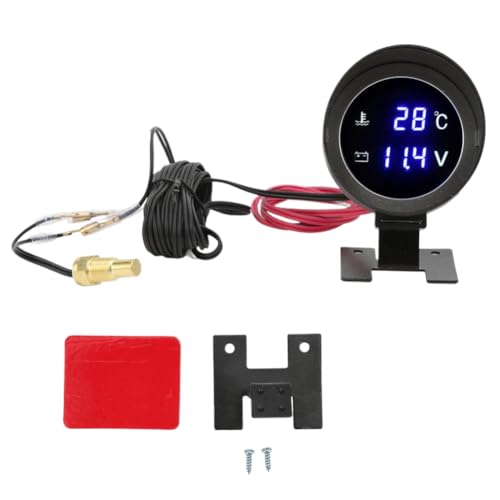 Manómetro digital de temperatura de agua y voltímetro 9V-36V azul para coche