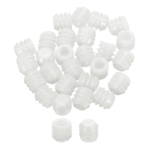 sourcing map 100Pcs 0.42x0.41 Hinge Dowels, Plastic Dowel Insert with Threaded for Cabinet Door Hinges Furniture Connections, White