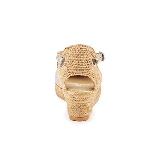 Image of Viscata Pubol Espadrille Canvas Low Wedges with Ankle Strap Spain Handmade 2 inch Heel Women's Sandals with Breathable Organic Cotton Canvas and 100% Natural Jute for all Occasions: Casual, Work, Party
