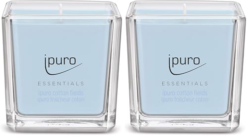ipuro - Vela aromática decorativa ipuro cotton fields - Velas aromáticas minimalistas y puristas en vaso - Velas aromáticas intensas con notas de vainilla en polvo - Vela elegante de 125 g