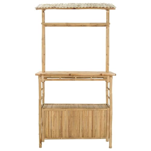 Table de bar extérieure avec toit et étagères de rangement