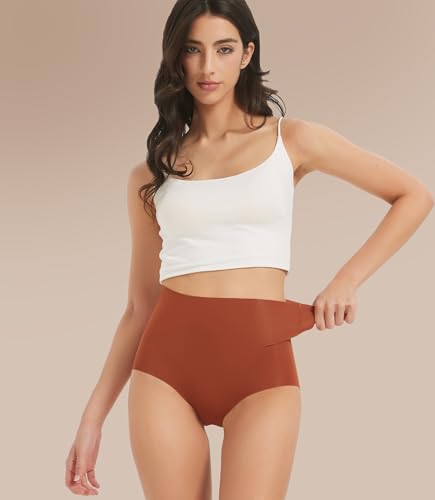 Image of Seamless Underwear for Women - High Waisted No Show Panties, 3D Wrap Hip Full Coverage Stretch Briefs 6 Pack