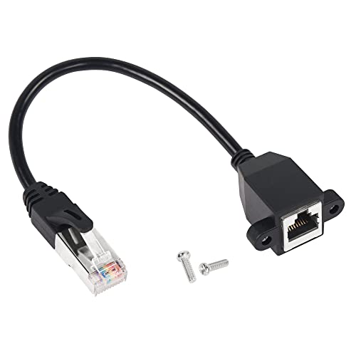 GINTOOYUN RJ50 10P10C Ethernet Cable, 10Pin RJ48 Male to Female Cable with Panel Mount Screw Hole