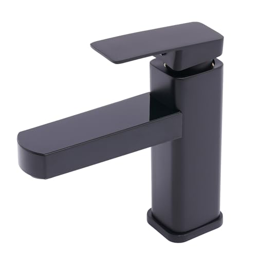 Robinet numérique avec affichage de la température LED, mitigeur de lavabo LED pour salle de bain, mitigeur mono-commande eau froide et chaude (noir)