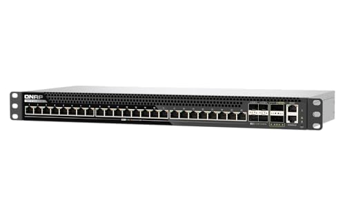 Image of QNAP 30-Port L3 Lite Managed Network Switch, 2X 100GbE QSFP28, 4X 25GbE SFP28, 24x 10GbE Base-T (RJ45), ToR Enterprise Ethernet Switch for Data Center & AI Workloads (QSW-M7230-2X4F24T-US)