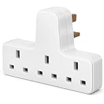 Plug Adapter, 3 Way Plug Adapter UK Wall Socket Plug Extension 13A Mains Adapter Plug UK Multi-Socket Power Extender Adaptor for Home, Office, Kitchen Compact & Lightweight