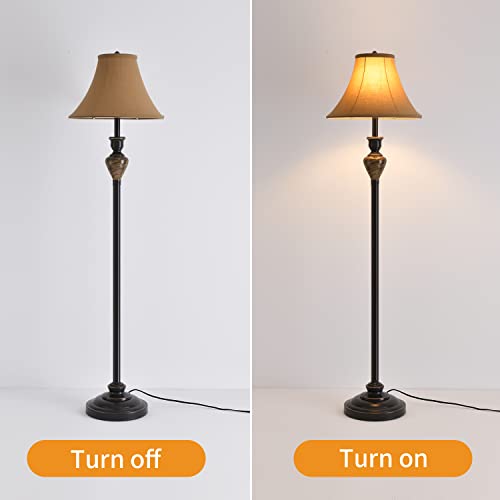 Smeike 3 Pack Lamp Sets (2 Table Lamps, 1 Floor Lamp), 3-Piece Vintage Style Table Lamp And Floor Lamp Set For Living Room Bedroom #TOP4