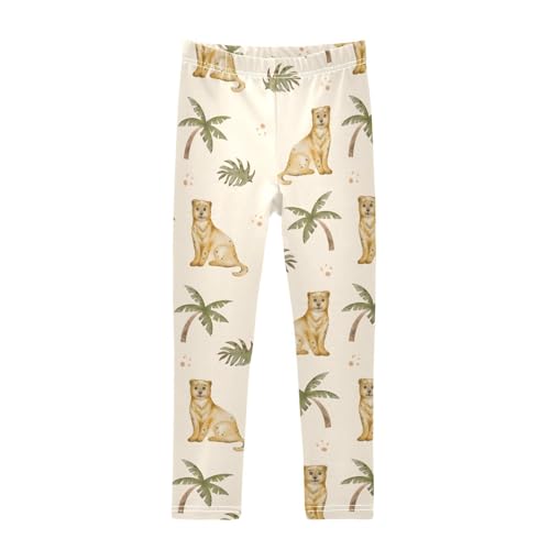 Playful Leopard Girls Leggings,Workout Leggings for Girls Toddler Athletic Legging Size for 3-10T