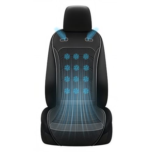 Image of STHIRA USB Cooling Fan Car Seat Cushion, 12V /24V Cool Wind Car Seat Cover with Breathable Mesh Panel Design, Portable Ventilated Seat Pad for Car, Truck, and SUV