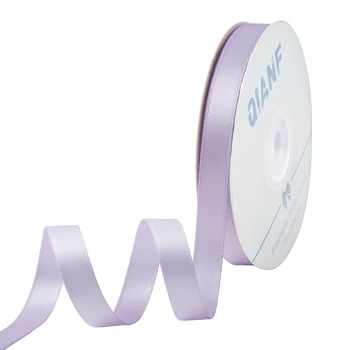 QIANF 3/8 Inch Lavender Ribbon Double Face Satin Ribbon for Gift Wrapping Hair Bows Making Chair Sash Valentines Day Wedding Birthday Party Invitation Decorations Floral Craft Sewing 25 Yards