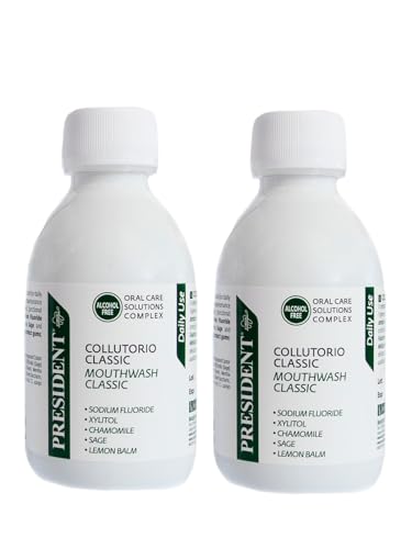 President KIT 2 COLLUTORIO CLASSIC Collutorio per uso quotidiano. Anti placca e anti carie. Azione rinfrescante antialitosi. 2X200ml