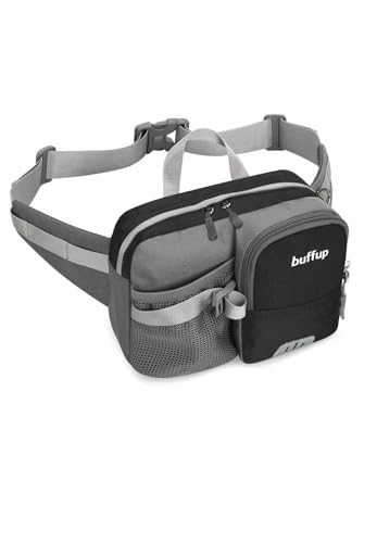 buffup® Marsupio Sportivo con Portaborraccia – Perfetto per Trekking, Running, Bici e Arrampicata (nero-)