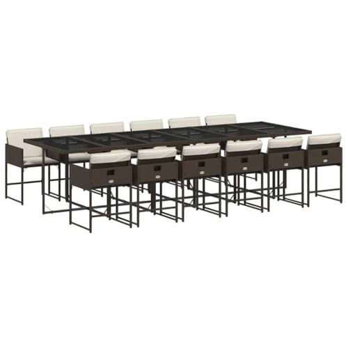 vidaXL Ensemble à Manger de Jardin avec Coussins 7 pcs, Table et Chaises à Dossier Rabattable,...
