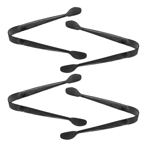 LIFKOME 4 Pezzi Pinze per Dolci e Antipasti in Acciaio Inossidabile Nero Mini Pinze da Buffet per Biscotti Frutta e Snack Clip per Colazione e Tavoli Dessert Multiuso e Portatili