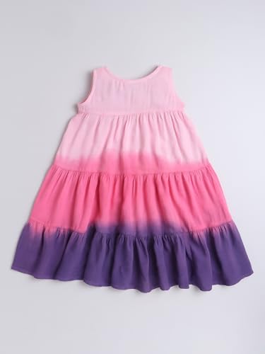 Image of The Magic Wand Kids Girls Tie Dye Casual Dresses, Knee Length Singlet Strap Fit & Flared Cotton Once Piece Stylish Frocks for Summer Season