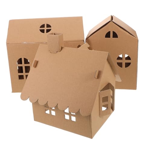 Homoyoyo 3 Piezas Casas de Cartón Miniatura para Kit DIY con Superficies para...