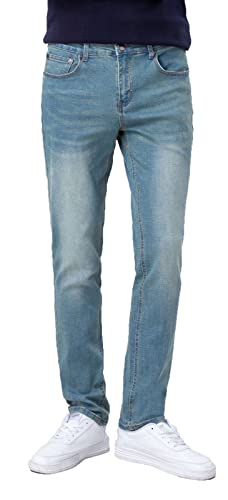 Plaid&Plain Men’s Slim Fit Jeans Tapered Jeans