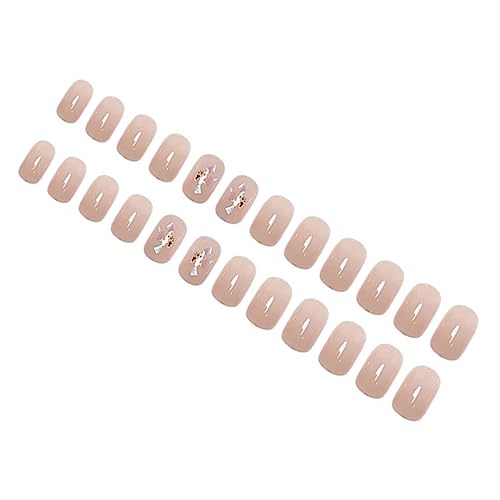 HONMEET 温柔 裸色 短款 付け爪チップ 女性用 貼るプ ジェルネイル風 小ネイル 向け