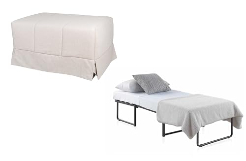 Quality Mobles - Cama Plegable Individual de 90x190 cm Funda Color Arena