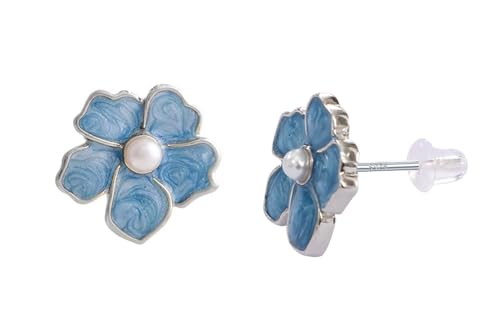 Forget Me Not Flower Stud Earrings 925 Sterling Silver Earrings Blue Earrings Dainty Cute Earrings for Women