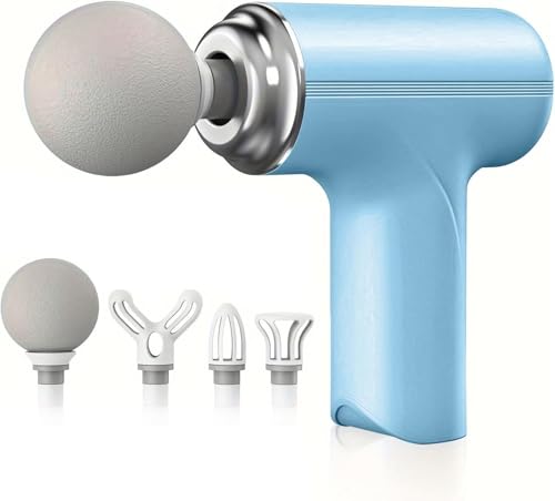 Image of Massage Gun for Deep Tissue, Muscle & Body Pain Relief | Special Body Massager for Pain Relief | Massage Gun for Back Leg & Full Body, Neck, Shoulder, Back, Foot | 4 Specialized Heads For Full Body Pain Relief (Blue)