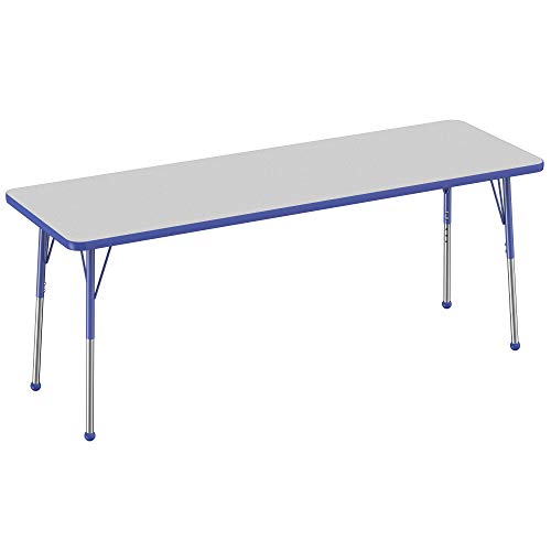 FDP 24" x 72" Rectangle Table with Ball Glide Legs - Gray/Blue, 10016-GYBL