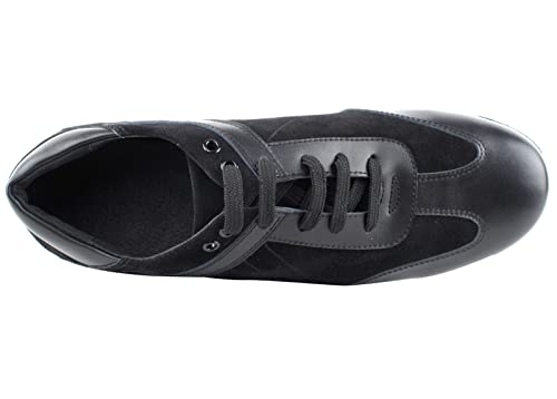 Very Fine Dancesport Shoes - Latin, Salsa, Ballroom Dance Shoes For Men Sero106Bbx Flat Heel +1 Suede Sole Shoe Brush (Black Leather & Black Suede, Size 11) #TOP5