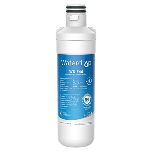 Waterdrop LT1000PC ADQ747935 MDJ64844601 Refrigerator Water Filter, Replacement for LG® LT1000P®, ADQ74793501, ADQ74793502, 46-9980, 9980, LFXC24796S, LSFXC2496D, NSF Certified