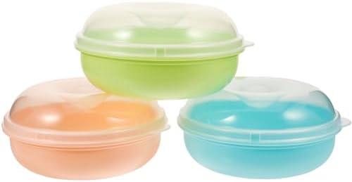 ABOOFAN 3pcs Bagel Fresh Holder Container Sandwich Containers Round Donut Keeper Holder Fresh Saver Muffin Bread Fruit Storage Box Food Container for Fridge Take Out Box