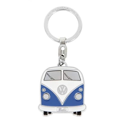 Brisa VW Collection - Volkswagen Furgoneta Hippie Bus T1 Van Llavero Vintage en una Caja de Regalo, Anillo de Llavero Retro, Accesorios del Coche como Idea de Regalo/Souvenir (Frente/Azul&Blanco)