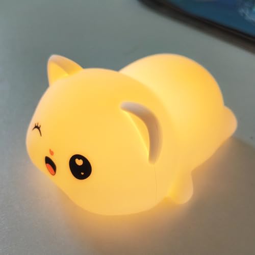Lámpara de Noche de Silicona Gato Colorido Con Luz LED