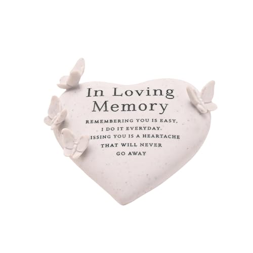 Thoughts of You Graveside Butterfly Heart – In Loving Memory | Memorial Plaque with Comforting Verse & Butterfly Design | Resin Grave Ornament or Remembrance Gift for Loved Ones