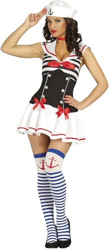 Generique - Sexy Matrosin Damenkostüm rot-schwarz-weiß - Bunt