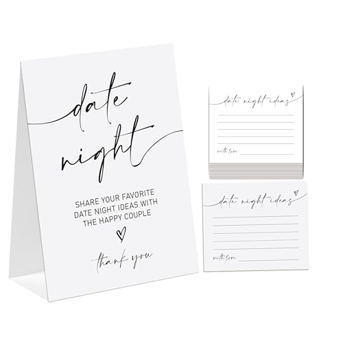 stizak Minimalist Theme Bridal Shower Decorations Date Night Ideas Bridal Shower Game 1 Sign and 50 Cards Modern Bridal Shower Shower Wedding Shower Gamesdn02