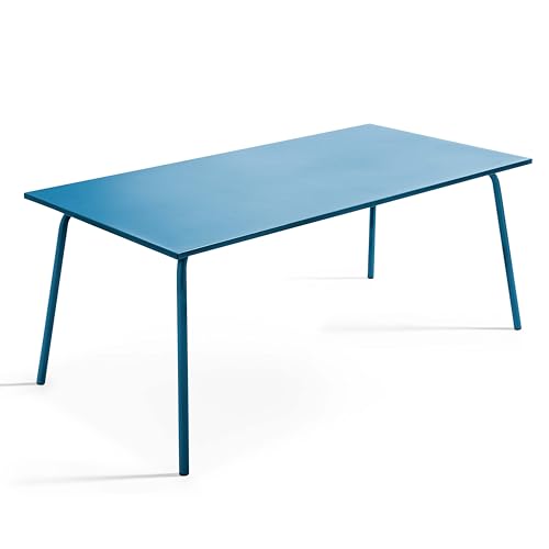 Oviala Table de Jardin ractangulaire en métal 8 Places 180 cm Bleu Pacific - Palavas