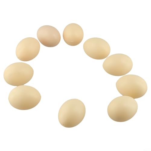 Lot de 10 faux œufs en plastique pour nichoir, stimulateur de ponte, œufs factices pour encourager la volaille, faux œufs de poule lisses pour décoration...