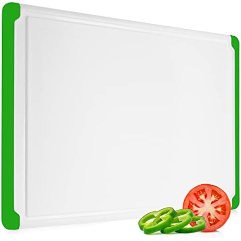 Large Cutting Board with Juice Groove - 17.75" Plastic Kitchen Chopping Board for Meat Cheese and Vegetables Heavy Duty Serving Tray Cover