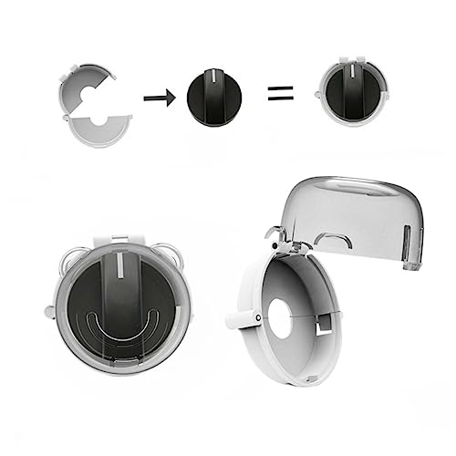 KOMBIUDA 2Pcs Safe Clear Stove Knob Covers with Hinged Lid Heat Resistant and Removable Oven Knob Guards for Kitchen Safety Proofing Essential