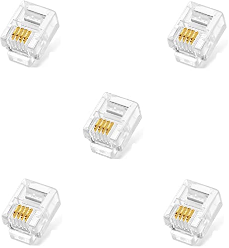 FEDUS 100pcs Telephone Plug 4 Pin RJ11 6P4C Modular Plug Telephone ...