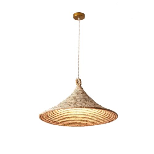 Plafonnier chapeau de paille en rotin tressé pour table de salon chaleureux
