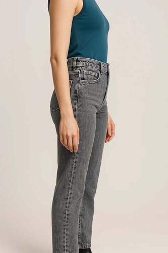 Image of KOTTY Women's Solid|Fit and Flared Fitting|Ankle Leg Style|High Rise|Stechable|Casual Jeans