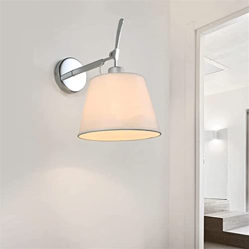 Aplique de pared moderno de alta gama acabado plata con pantalla textil 4