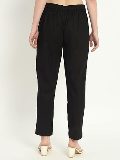Image of Women's Trousers Pants Formal Office Wear, Pure Cotton Comfortable Pant | Styles Ideal for Professional and Casual Outfits